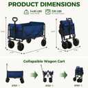 OLIXIS Wagon Cart Collapsible, 330lbs Capacity, Blue | 102L Lightweight, Foldable Utility, Detachable Brake Wheels, Flexible Handle for Beach Grocery Camping Shopping Sports Yard