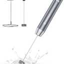 Maestri House Rechargeable Milk Frother with Stand, LunaFro Handheld Electric Foam Maker Waterproof Detachable Stainless Steel Whisk Drink Mixer Foamer for Lattes, Cappuccino (Space Gray)