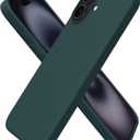 ORNARTO Compatible with iPhone 16 Plus Case 6.7, Slim Liquid Silicone 3 Layers Full Covered Soft Gel Rubber Phone Case Protective Cover 6.7 Inch, Olive Green