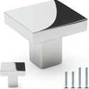 10 Pack Polished Chrome Square Cabinet Knobs 1-3/16 Inch(30mm) Length Soild Zinc Alloy Polished Nickel Drawer Dresser Knobs Kitchen Cupboard Bathroom Furniture Hardware