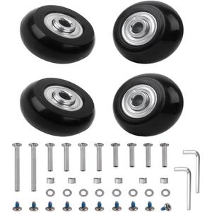 Luggage Wheel Replacement Set,40mm x 18mm Set of 4 Luggage Suitcase Replacement Wheels, Rubber Swivel Caster Wheels Bearings Repair Kits (Black)