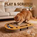 OHMU Interactive Cat Scratcher Toy, Wooden Puzzle Scratch Board