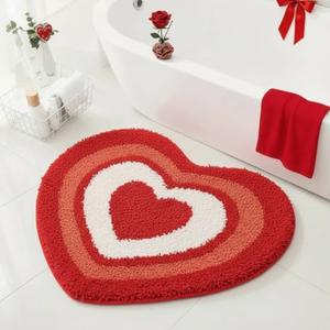 Ceenna Valentine’s Day Bathroom Rug Heart Shaped Rug Red Heart Doormat Absorbent Non-Slip Washable Rugs for Galentine Day Home Entrance Bathroom Shower Floor Decor, 27.56 x 19.69 Inches