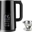 Electric Kettle with Temperature Control, 1.7L Stainless Steel Hot Water Kettle, 5 Presets, 2H Keep Warm, Fast Boil, Matte Black with Stainless Steel Coffee Filter Included