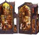Booknooks kit for Adults - Art Studio Book Nook Kit | Miniature Artist Atelier 3D Puzzle | Vintage Oil Painting Bookshelf Decor with LED | Unique Creative Gifts for Art Lovers (Gray)