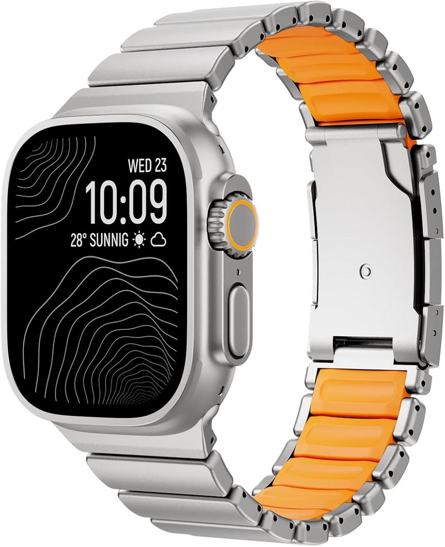 Titanium Band Compatible with Apple Watch Ultra 3/2/1 Band 49mm For iwatch Series 11 10 46mm 45mm 44mm 42mm SE 3/2/1 9 8 7 6 5 4 Men Women,Rubber Lining With Stainless Steel Buckle