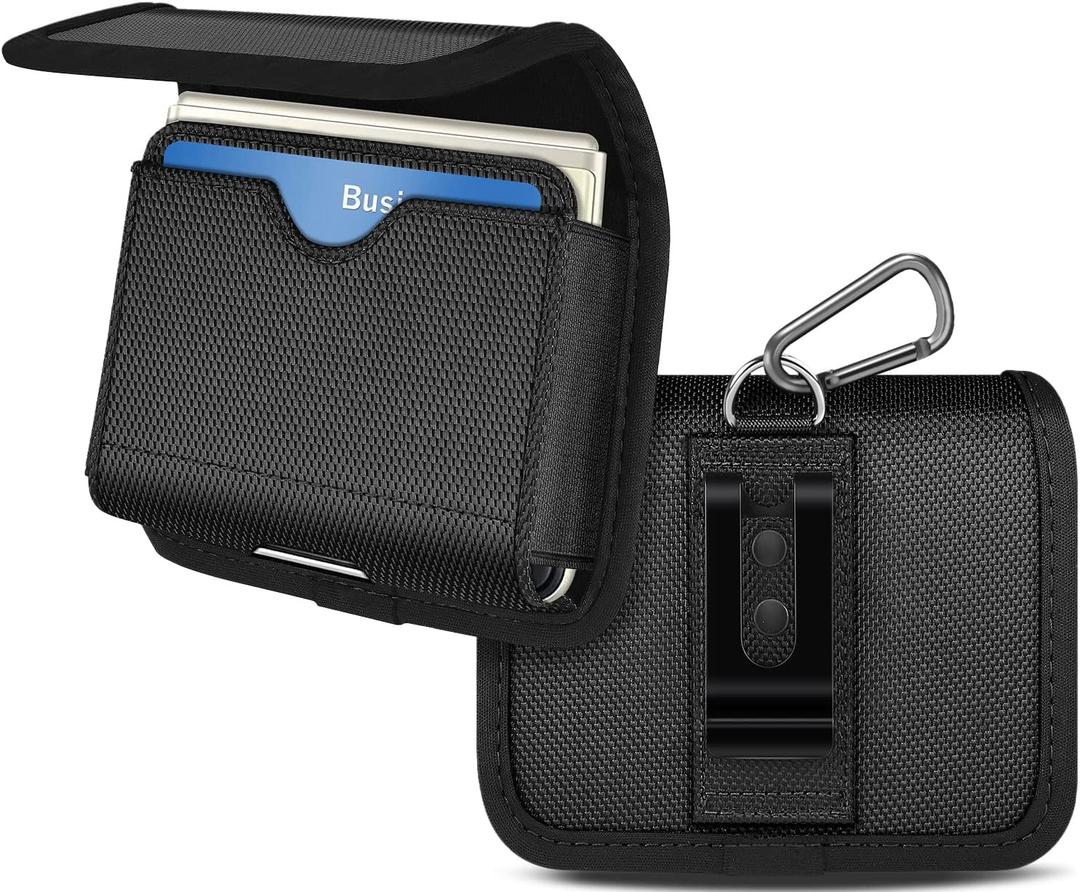 Holster for Samsung Galaxy Z Flip 7 6, 5, 4, 3 - Belt Holder with ID Card Pouch (Fits Phone with Case) Black