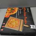 Sliding Pizza Peel, large Pizza Peel Metal Sliding Tray 16" X 13" Making 12 Inch, 304 Stainless Steel Metal Premium Pizza Board with Solid Wood Handle, and Pizza Cutter Wheel