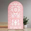 Arch Backdrop for Baby Shower Mexican Talavera Wedding Party Stretchy Arch Stand Cover Double Side Banner Baptism Birthday Decoration Props(Only Cover)(3.3x6ft,Pink)