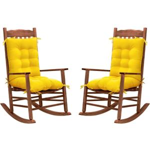2 Pack Rocking Chair Cushion for Indoor Outdoor Patio Seat Cushion Pad for Patio Wicker Lounge Rocking Chair Yellow (Medium)