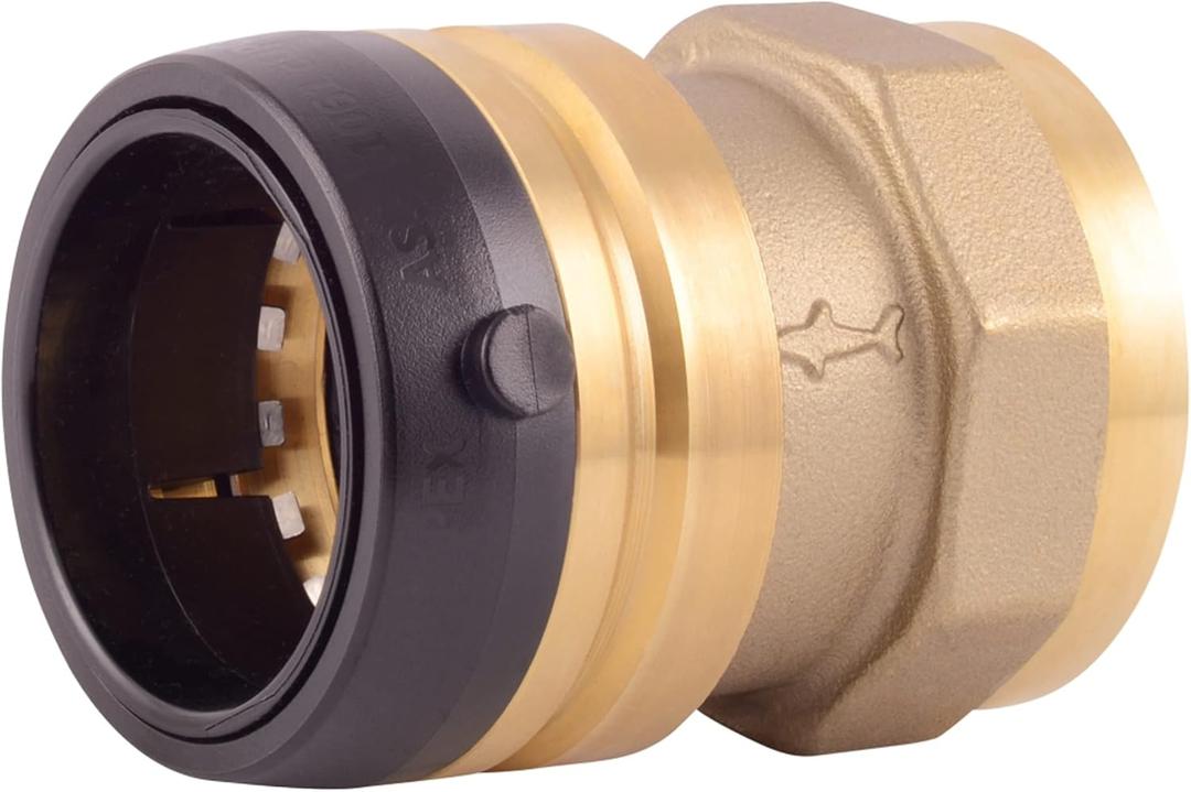 SharkBite 1-1/2 Inch FNPT Adapter, Push to Connect Brass Plumbing Fitting, PEX Pipe, Copper, CPVC, PE-RT, HDPE, UXL114140F