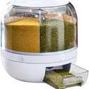 Nooriscuit Rotatable Dry Food Dispenser with 6 Compartments, Capacity 10Kg, Clear Acrylic and White Plastic 4 of Pakc