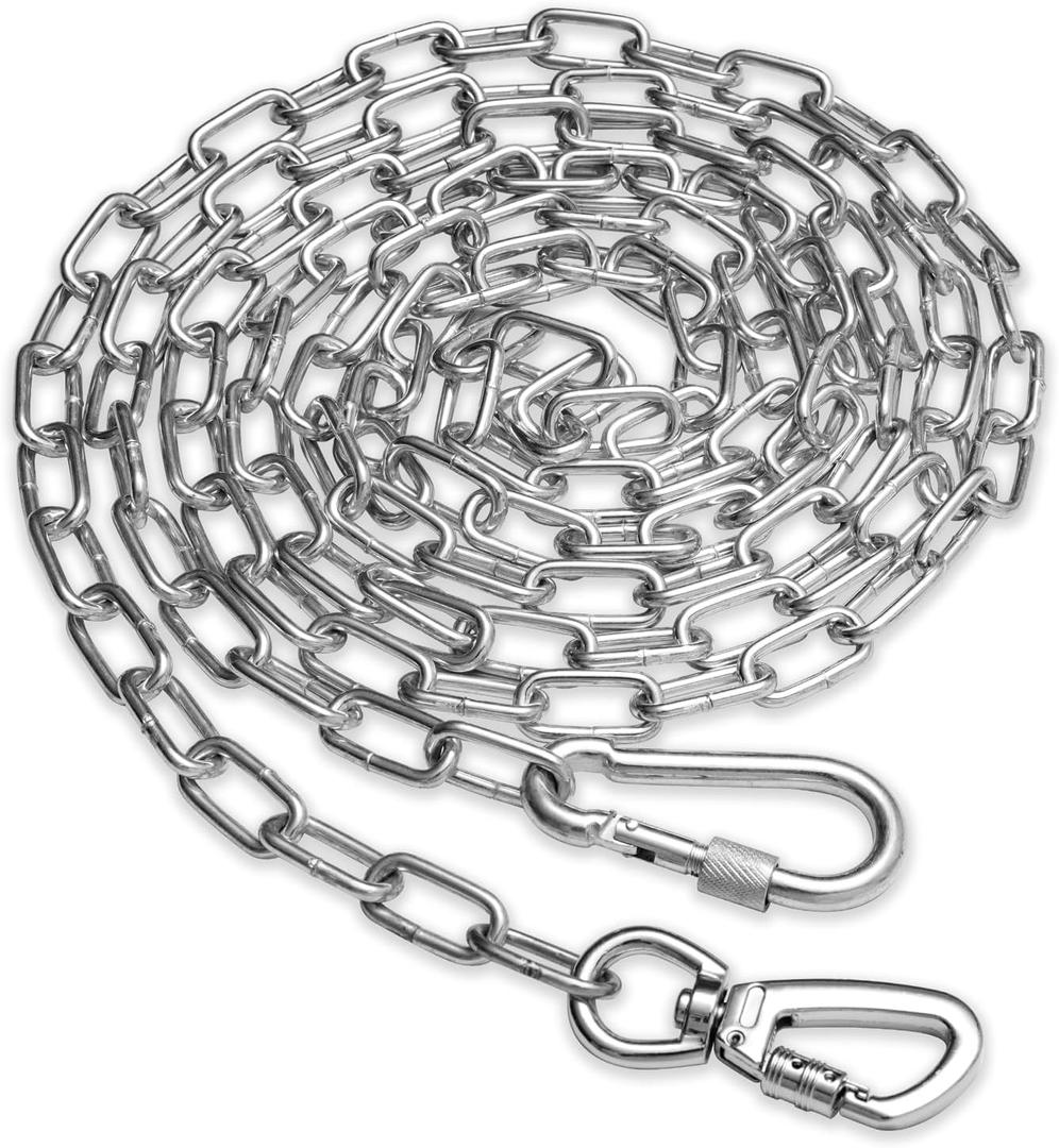 Heavy Duty Dog Chain for Yard-15FT Metal Dog Chain Leash Chew Proof,Long Dog Lead for Outside with Strong Swivel Hook,Outdoor Dog Runner for Camping,Dog Tie Out Cable for Small Medium Dog up to 90LBS