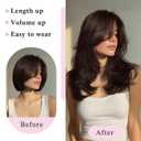 Clip In Hair Extensions Clip Ins 14'' Long Synthetic Dark Brown Hair Extensions Clips 2PCS Soft Natural Heat Resistant Womens Clip On Hair Pieces for Women Weddings Party Daily Use 5Oz