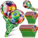 Housoutil 50pcs Soccer Football Balloons, 2026 World Flags Inflatable Cheering Sticks, International Flag Soccer Football Party Decorations Foil Balloons for 2026 Match Fan Favors