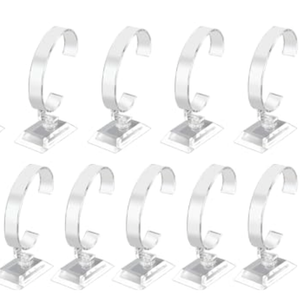 11  Pack Plastic C-Type Watch Display Stands, Durable Bracelet or Bangle Rack Holder for Jewelry Shops, Wristbands, Stretchie Bangles, Clear Showcase Organizer