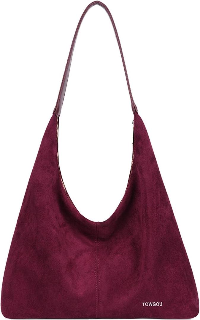 Suede Bag Brown Suede Bag Womens Trendy Suedes Tote Bag Suedes Purse Fall Purses for Women 2025 (Burgundy)