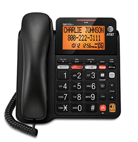 AT&T CD4930 Corded Phone with Digital Answering System and Caller ID, ExtraLarge Tilt Display & Buttons, Black