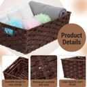 Set of 3 Large Wicker Storage Baskets for Shelves, Wicker Basket for Organizing, Waterproof Woven Baskets for Shelves and Pantry, Toilet, Bathroom, Bedroom, Patio(Brown)