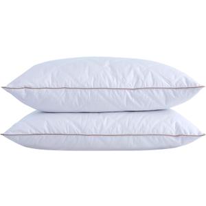 puredown Goose Feathers and Down Pillow with Diamond Quilting with 100% Cotton Cover, Pack of 2, Standard Size (Classic White)
