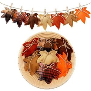 15 Pcs Fall Thanksgiving Maple Leaf Hanging Ornaments Felt 3D Maple Leaf Hanging Decors Harvest Fall Leaves for Autumn Tree Farmhouse Festival Party Supplies DIY Craft Halloween Christmas