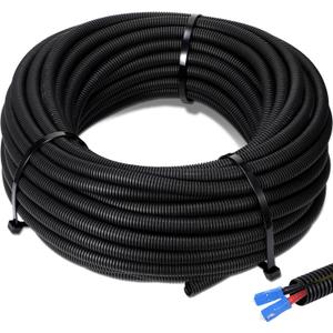 Sasylvia 3/4" X 200 Ft Split Wire Loom Tubing Wire Loom Assortment Split Cable Sleeves Bulk Flexible Electrical Conduit Protective kit