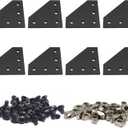 8Sets Black 10 Series L Connector 1010 Aluminum Extrusion Corner with 8PCS 10 Series Corner Bracket 1 Extruded Aluminum 40PCS Screws 1010 T Nut