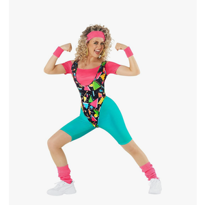 Morph 80s Workout Outfit for Women 90s Retro Workout Outfits 80 s Aerobics Outfit Halloween Costume for Womens, L