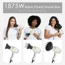 TOME Hair Dryer with Diffuser, 1875W Ionic Blow Dryer with Comb Attachment and Concentrator for Home Use, Fast Drying with Cool Shot and 2 Heat & 2 Speed Settings, 125V, White