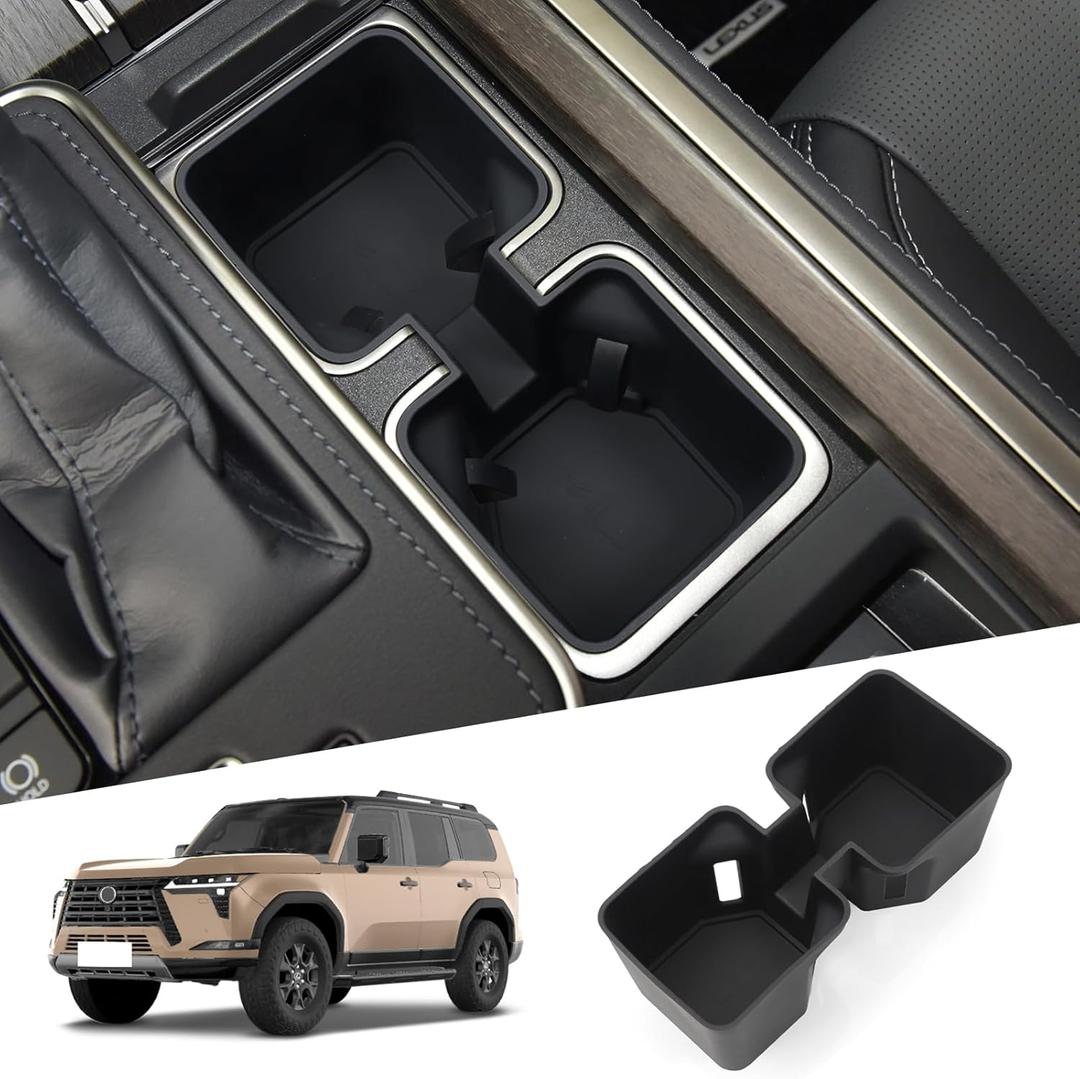 smabee Center Console Cup Holder Insert for 2024 2025 2026 Lexus GX 550 GX550 Accessories Silicone Drink Organizer Interior Black