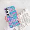 for Samsung Galaxy S24 Plus Case for Girl Women, Glitter Mother of Pearl Shiny Sparkle Bling Slim Soft TPU Phone Cover for Galaxy S24+,Graceful Fun Pink Blue Mermaid Tail