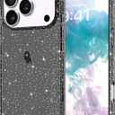 JJGoo Compatible with iPhone 17 Pro Max Case Clear Glitter, Sparkle Soft TPU Transparent Shockproof Women Girls Slim Bling Sparkly Bumper Cover Phone Cases, Black