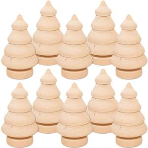 20 Pcs Mini Wooden Christmas Tree Unfinished Wood Christmas Trees Decor Ornaments DIY Crafts Handmade Wood Peg Doll