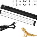 T8 UVB Reptile Light Fixture HO UVB Bulb Lighting Combo Kit, 10.0 UVB Light for Reptiles Terrarium Hood UVA UVB Desert Lamp for Bearded Dragon Turtle Tank (T8 15W 18Inch)