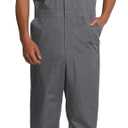 HISEA Men's Short Sleeve Zip Up Coverall, Twill Stain & Wrinkle Resistant Mens Work Coverall with Multi Pockets (Gray)