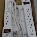 Amazon Basics Surge Protector Power Strip, 6-Outlet with 200J Protection, Circuit Breaker, LED Indicator, On/Off Switch, Wall-Mounting, 2ft Extension Cord, White, 2-Pack