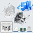 V2270-50 360 Bathroom Exhaust Fan, 50 CFM Round Ceiling Vent Fan, Non-Lighted Bath Fan Replacement for RV or Mobile Home, Fits 8 Inch Opening with 3 Inch Duct, White