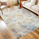 WITSHOCK 6x9 Area Rugs for Living Room : Machine Washable Non Slip - Low Pile Modern Abstract Carpet for Bedroom Kids Room Dining Room - Stain Resistant for Household - Pet Owners (Multicolor) (Cream White/Gray-blue/Light Brown-red)