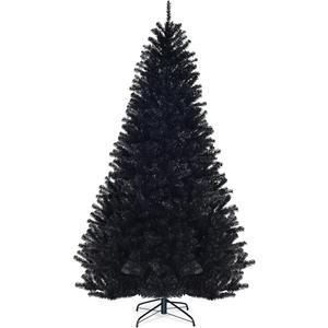 7.5FT Christmas Tree Xmas Decoration Hinged PVC 1258 Tips Office Home Decor, Black