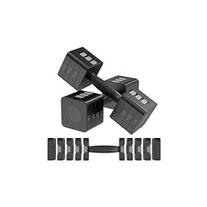 22LBS Adjustable Dumbbells Set, Hand Weights Sets with 5 Levels 3lb, 5lb, 7lb, 9lb, 11lb, Adjustable Weight Dumbbells for Women/Men Home Gym Full Body Workout (Black)
