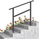 Kingdura Hand Rails for Outdoor Steps, 2 Step Stair Handrail, Galvanized Steel Railing, Black Round Exterior Handrails for Porch, Deck, Indoor Stairs, One-Step Assembly, Fits 2 to 3 Steps