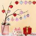 2 x 36 Pcs Valentines Heart Shaped Ornaments Valentine Heart Decorations Pink Red Silver Rose Gold Heart Ornaments for Romantic Christmas Wedding Anniversary Valentines Tree Hanging Decorations