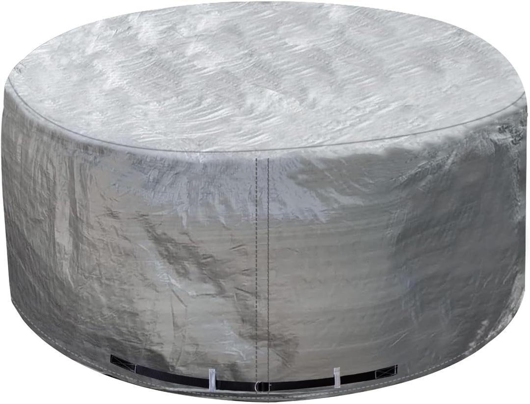 Round Hot Tub Cover 170G Polyethylene Spa Cover Waterproof and UV Protection Hot Tub Sun Shield(80"(D) x35(H), Silver)