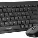 seenda Wireless Keyboard and Mouse Combo for Windows PC, Laptop, Mac, iPad, Bluetooth & 2.4G 3-Device Multi-Connection, Ultra Slim Full Size Quiet Keyboard, Adjustable DPI Mouse, Black