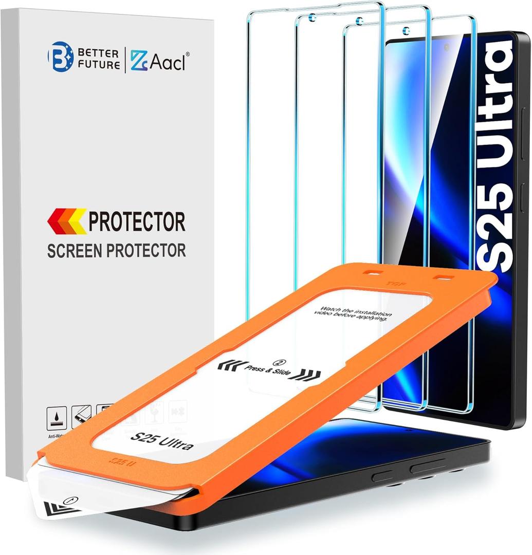 AACL 3-Pack for Samsung Galaxy S25 Ultra Screen Protector Tempered Glass, 9H Glass for S25 Ultra Screen Protector 5G, [Fast Alignment Tool] [Bubble Free] [6.9 Inch] (S25 Ultra, Clear)