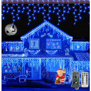 Ollny Icicle Lights 720LED 60FT, Cool White Christmas Lights with Remote 8 Modes Dimmable, Waterproof Connectable Timer Hanging Light for House Outdoor Outside Yard Indoor Decorations