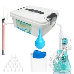 QISXROVY Ear Wax Removal Tool, Ear Cleaning Kit, Safe Ear Irrigation Flushing System for Adults & Kids, with LED Earwax Spoon, Basin, Bulb, Curette Kit, Standard Size, Green
