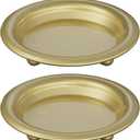 Gold Candle Holders for Pillar Candles, 2PCS Metal Candle Plate Stand for Scented & LED Candles - Versatile Pillar Candle Holder Decor for Living Rooms, Dining Tables, Weddings