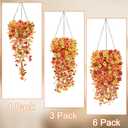 Artificial Hanging Flowers for Outdoor Fall Decoration, 6Pcs Faux Silk Daisy UV Resistant Look Real for Outside Home Indoor Planter Porch Window Yard Mums Autumn Decor (Yellow Sunset Orange)