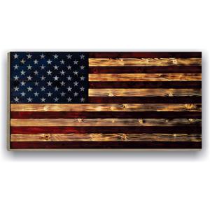 CornholeGamesUSA Premium Wood Wall Art Decor - PATRIOTIC Flag - 24x48, All-Weather Rustic American Flag Ready to Hang Indoor Outdoor Wall Art